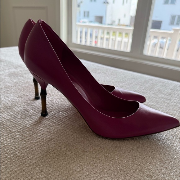 Gucci Fuchsia Pink Leather Bamboo Heel Pumps - Picture 4 of 6